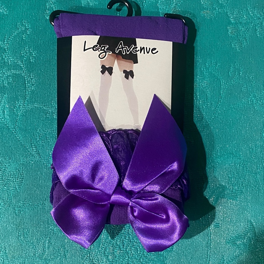 Leg Avenue Satin Purple Garter with Bow